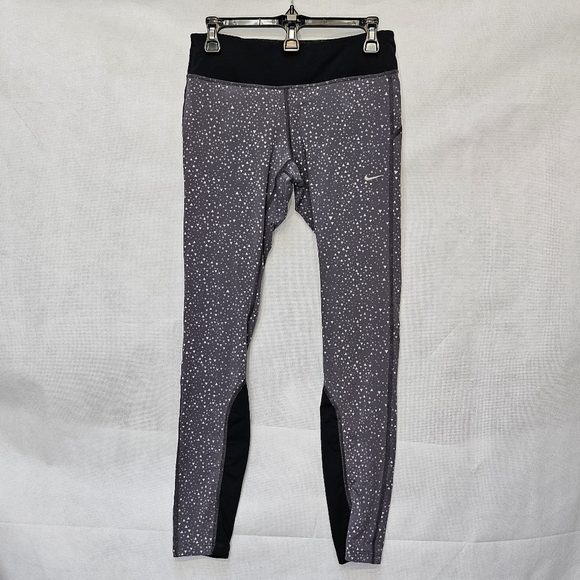 Nike Dry-Fit Grey Black Athletic Running Leggings Size M - Picture 1 of 6